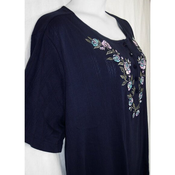 NEW Woman Within 38/40 5X Floral Embroidered 7 Day Pointelle Knit Tunic Top - Picture 7 of 11